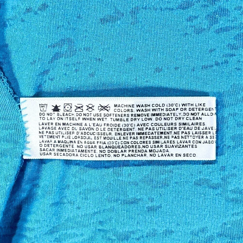 Roxy Burnout Tee | 3/4 Sleeve | Aqua Blue | Medium | Scoop Neck Top | Women's - Picture 13 of 13